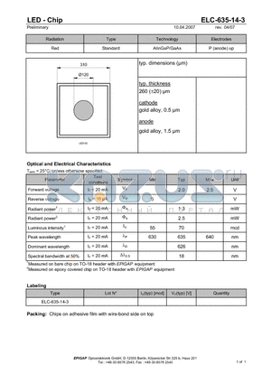 ELC-635-14-3 datasheet - LED - Chip