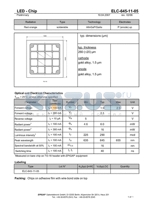 ELC-645-11-05 datasheet - LED - Chip