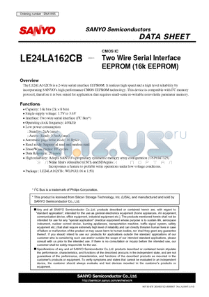 LE24LA162CB datasheet - Two Wire Serial Interface EEPROM (16k EEPROM)