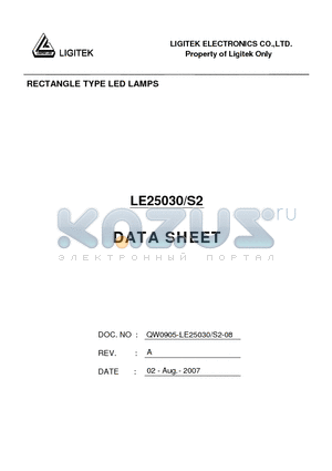 LE25030-S2 datasheet - RECTANGLE TYPE LED LAMPS