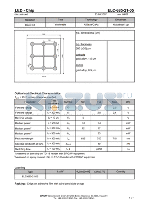 ELC-685-21-05 datasheet - LED - Chip