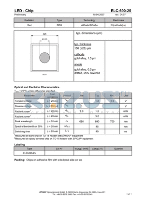 ELC-690-25 datasheet - LED - Chip