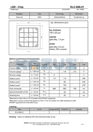 ELC-690-21 datasheet - LED - Chip