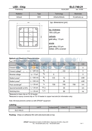 ELC-740-21 datasheet - LED - Chip