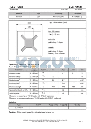 ELC-770-27 datasheet - LED - Chip