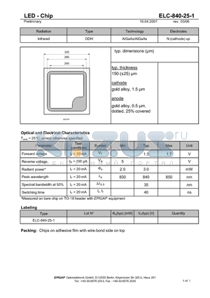ELC-840-25-1 datasheet - LED - Chip