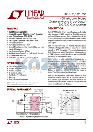 LTC1433CGN datasheet - 450mA, Low Noise Current Mode Step-Down DC/DC Converters
