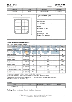 ELC-870-11 datasheet - LED - Chip