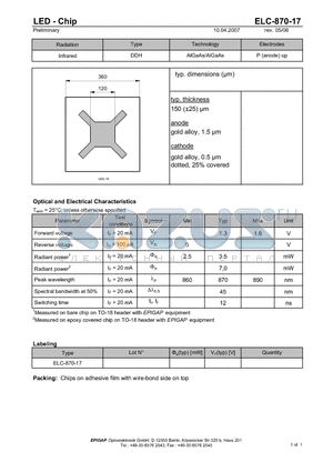 ELC-870-17 datasheet - LED - Chip
