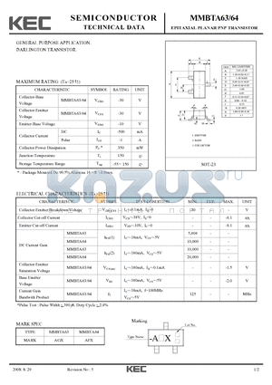 MMBTA63 datasheet - EPITAXIAL PLANAR PNP TRANSISTOR