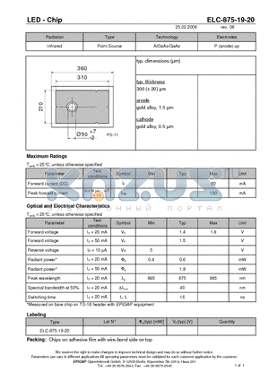 ELC-875-19-20 datasheet - LED - Chip