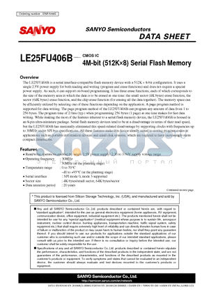 LE25FU406B datasheet - 4M-bit (512K8) Serial Flash Memory