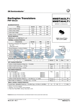 MMBTA63LT1 datasheet - Darlington Transistors(PNP Silicon)
