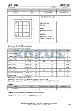 ELC-875-21 datasheet - LED - Chip