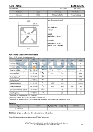 ELC-875-22 datasheet - LED - Chip