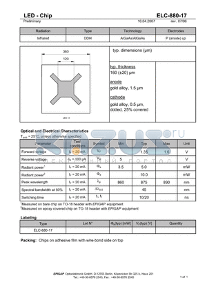 ELC-880-17 datasheet - LED - Chip