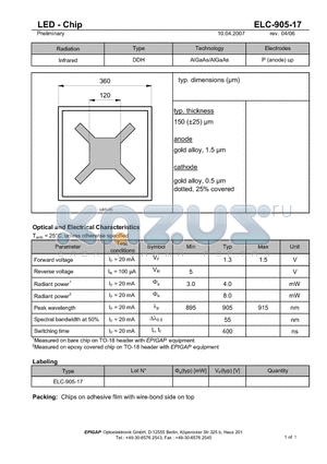 ELC-905-17 datasheet - LED - Chip