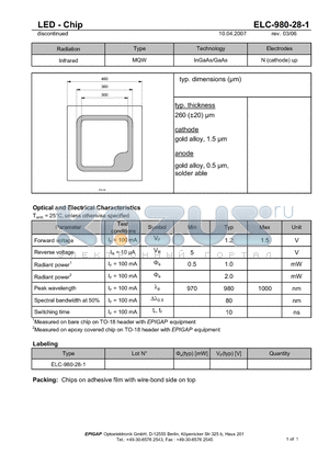 ELC-980-28-1 datasheet - LED - Chip