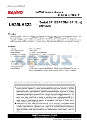 LE25LA322 datasheet - Serial SPI EEPROM (SPI Bus) (32Kbit)
