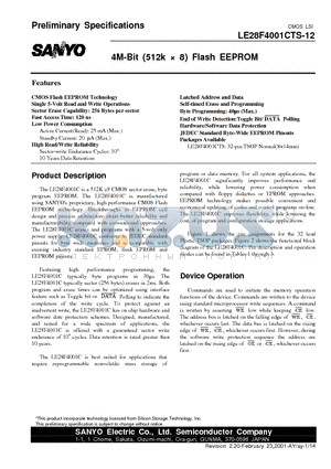 LE28F4001CTS-12 datasheet - 4M-Bit (512k  8) Flash EEPROM