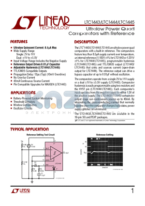 LTC1443 datasheet - Ultralow Power Quad Comparators with Reference