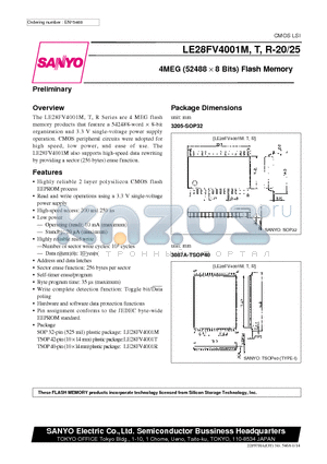 LE28FV4001R-20 datasheet - 4MEG (52488 x 8 Bits) Flash Memory