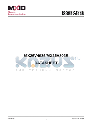 MX25V8035 datasheet - 4M-BIT [x 1/x 2/x 4] 2.5V CMOS SERIAL FLASH