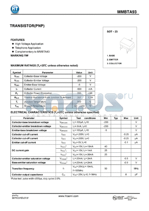 MMBTA93 datasheet - TRANSISTOR(PNP)
