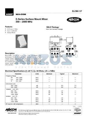 ELCM-11F datasheet - E-Series Surface Mount Mixer 350 - 2000 MHz