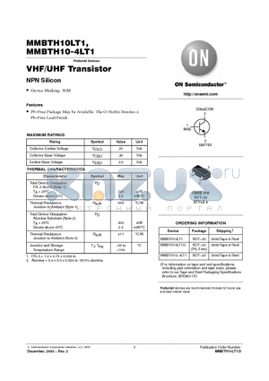 MMBTH10-4LT1 datasheet - VHF/UHF Transistor (NPN Silicon)