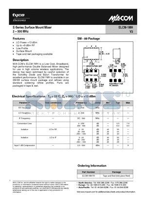 ELCM-1MH_1 datasheet - E-Series Surface Mount Mixer 2-500MHz