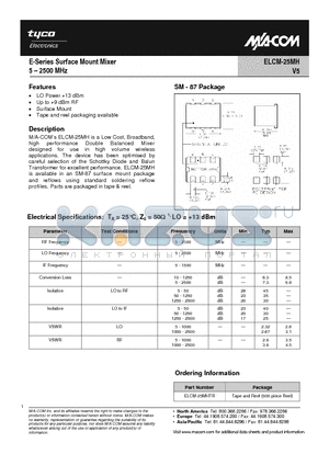 ELCM-25MHTR datasheet - E-Series Surface Mount Mixer 5-2500 MHz