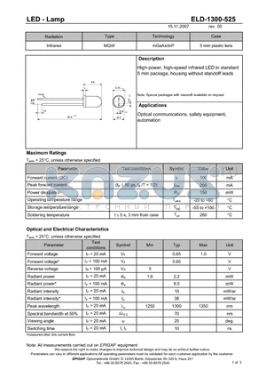 ELD-1300-525 datasheet - LED - Lamp