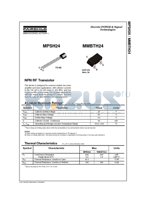 MMBTH24 datasheet - NPN RF Transistor