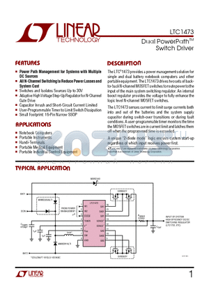 LTC1473 datasheet - Dual PowerPathTM Switch Driver