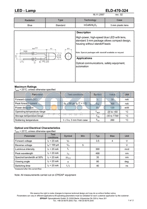 ELD-470-324 datasheet - LED - Lamp