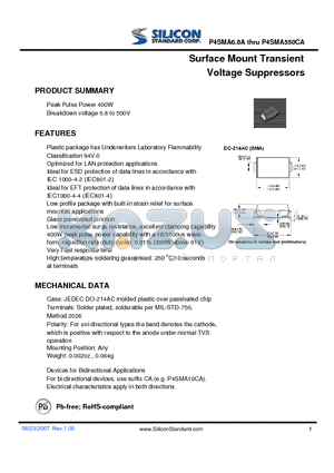 P4SMA100A datasheet - Surface Mount Transient Voltage Suppressors