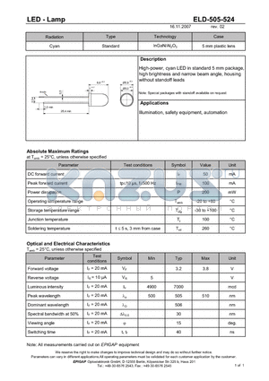 ELD-505-524 datasheet - LED - Lamp
