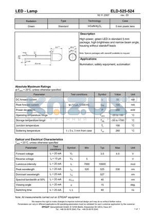 ELD-525-524 datasheet - LED - Lamp