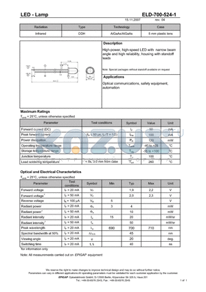 ELD-700-524-1 datasheet - LED - Lamp