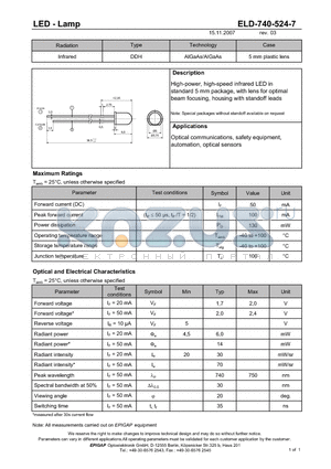 ELD-740-524-7 datasheet - LED - Lamp