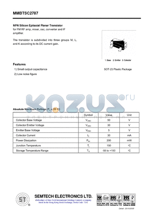 MMBTSC2787 datasheet - NPN Silicon Epitaxial Planar Transistor