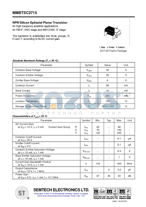 MMBTSC2715 datasheet - NPN Silicon Epitaxial Planar Transistor