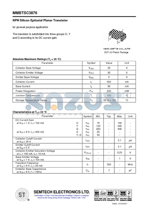 MMBTSC3876 datasheet - NPN Silicon Epitaxial Planar Transistor