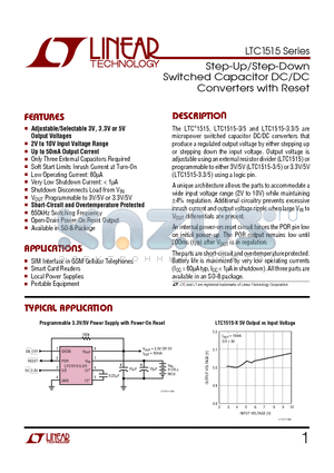 LTC1515IS8-3/5 datasheet - Step-Up/Step-Down Switched Capacitor DC/DC Converters with Reset