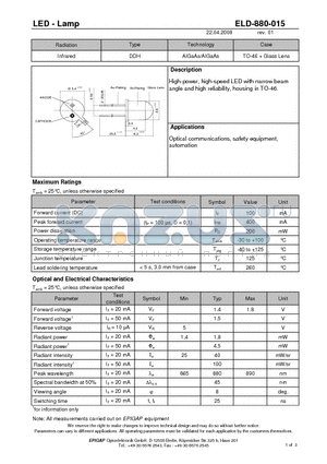 ELD-880-015 datasheet - LED - Lamp