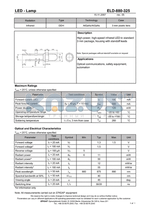 ELD-880-325 datasheet - LED - Lamp