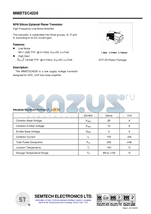 MMBTSC4226 datasheet - NPN Silicon Epitaxial Planar Transistor