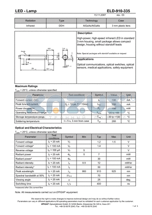 ELD-910-335 datasheet - LED - Lamp