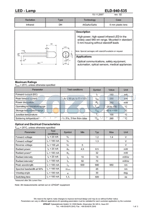 ELD-940-535 datasheet - LED - Lamp